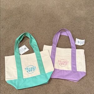 Trader Joe's Mini Pastel Canvas Tote Bags